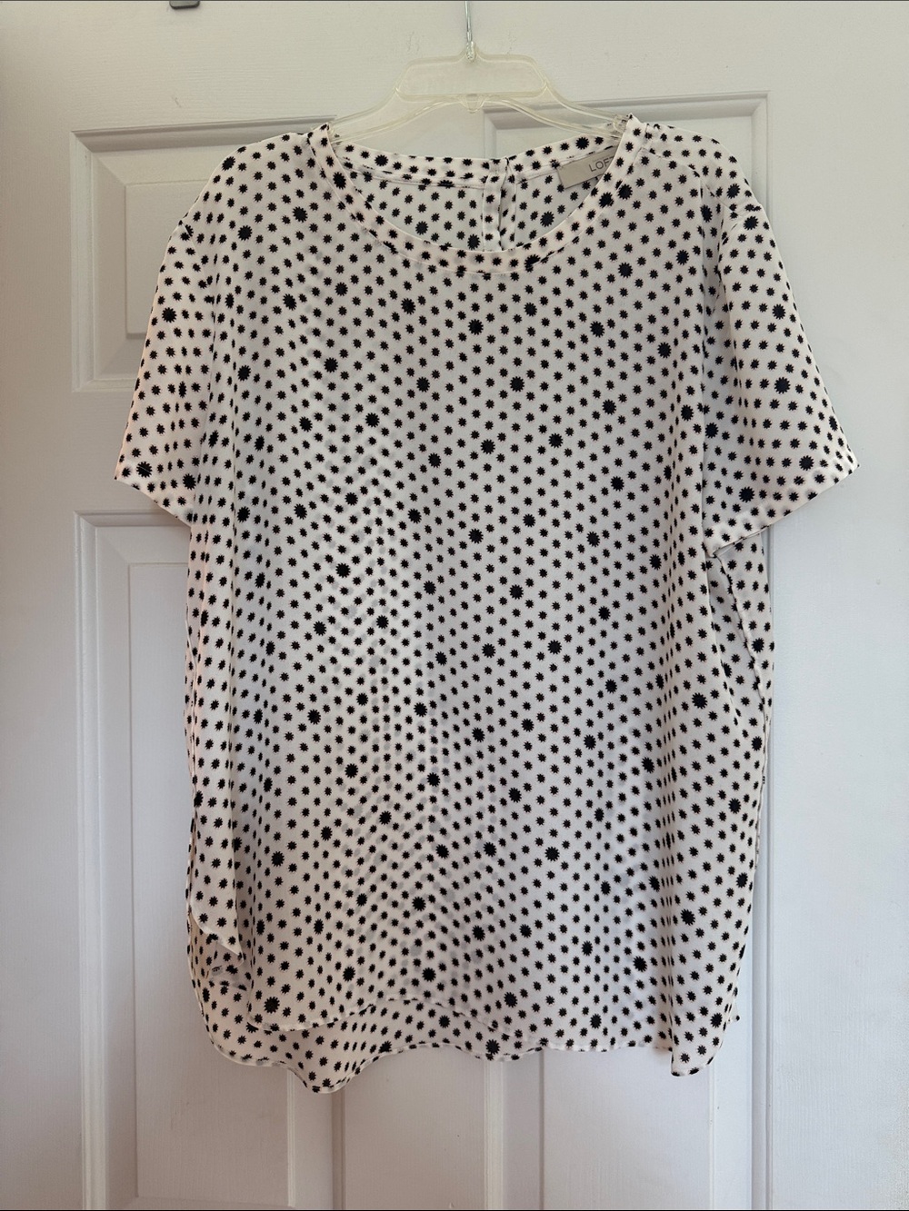 LOFT Black & White Polka Dot Short Sleeve Top